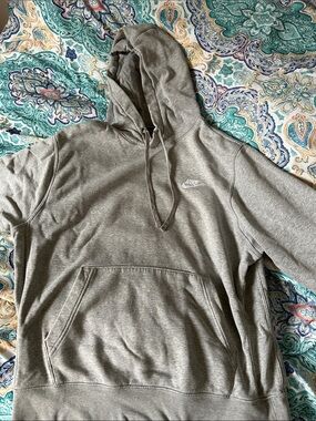 Nike Gray Pullover Hoodie with Small Chest Logo VERY worn, look closely.